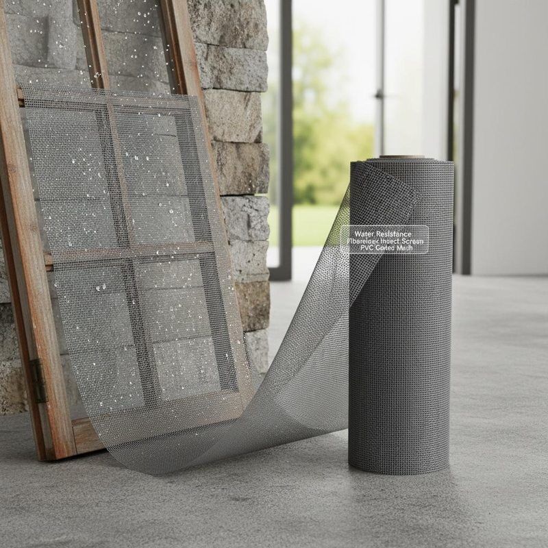 জল প্রতিরোধী ফাইবারগ্লাস ইনসেক্ট স্ক্রিন পিভিসি লেপযুক্ত জাল বাইরের কাঠামোর জন্য আদর্শ উইন্ডোজ দরজা এবং বায়ুচলাচল খোলার